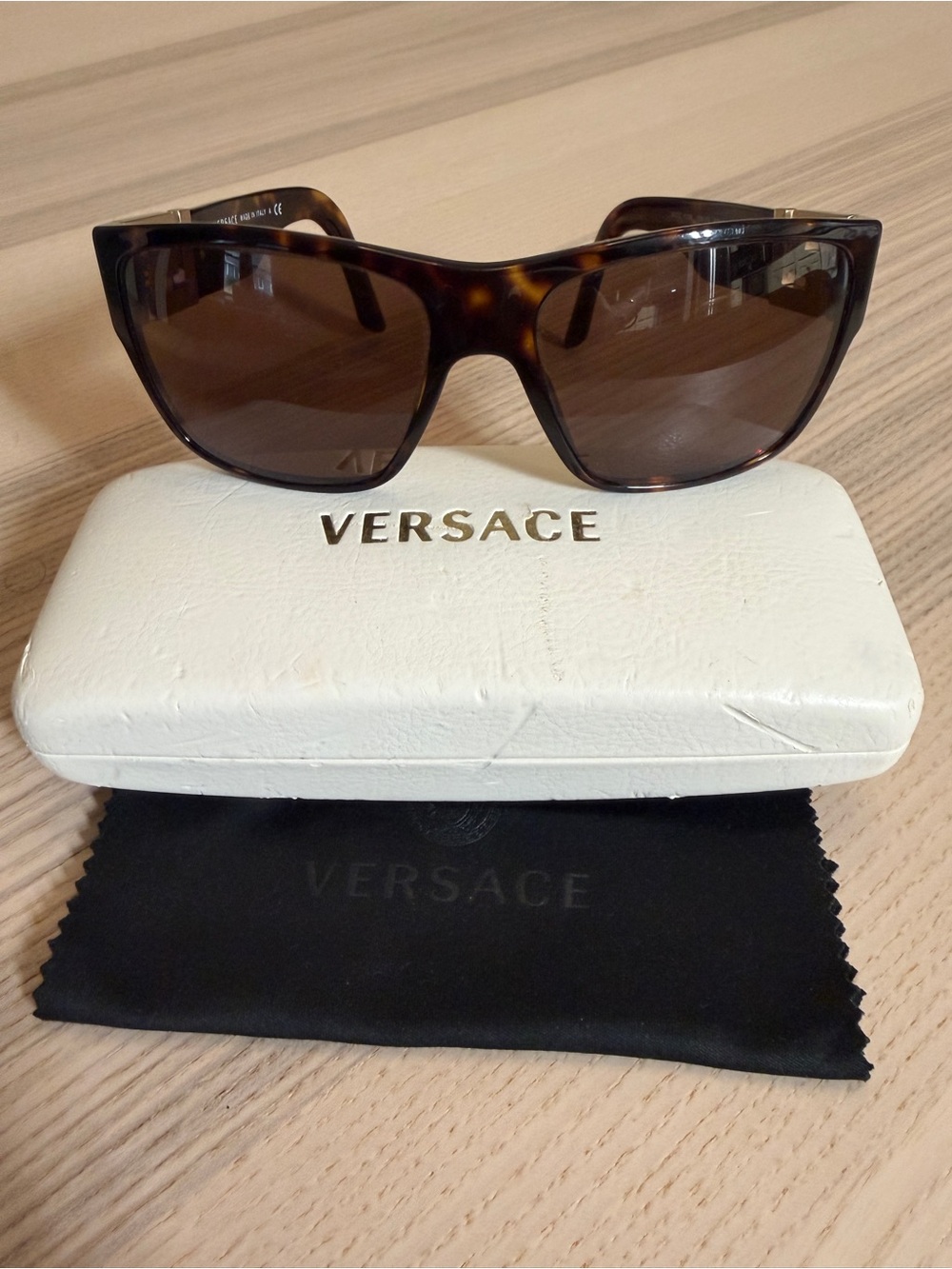 Authentic Versace Tortoiseshell Frame Sunglasses with Brown Lenses